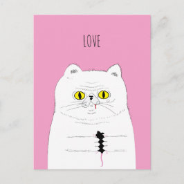 Funny Cat Gifting a Mouse LOVE Briefkaart