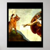 Funny Cat God Creation Of Adam Meme Jesus Christia Poster (Voorkant)