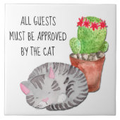 Funny Cat Goedkeuring gasten Tegeltje (Voorkant)