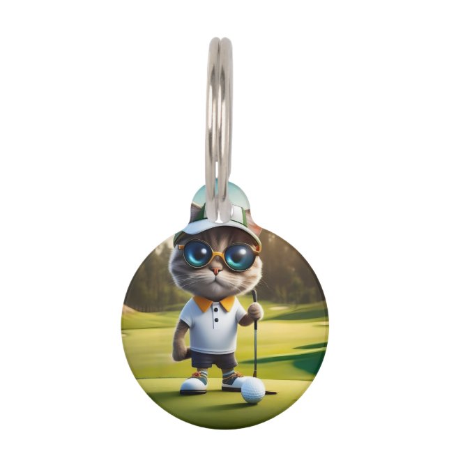 Funny Cat Golf Player, Huisdierpenning (Voorkant)