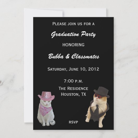  Funny Cat Graduation Party Kaart (Achterkant)