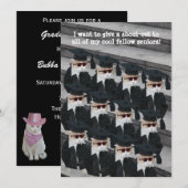 Funny Cat Graduation Party Kaart (Voorkant / Achterkant)