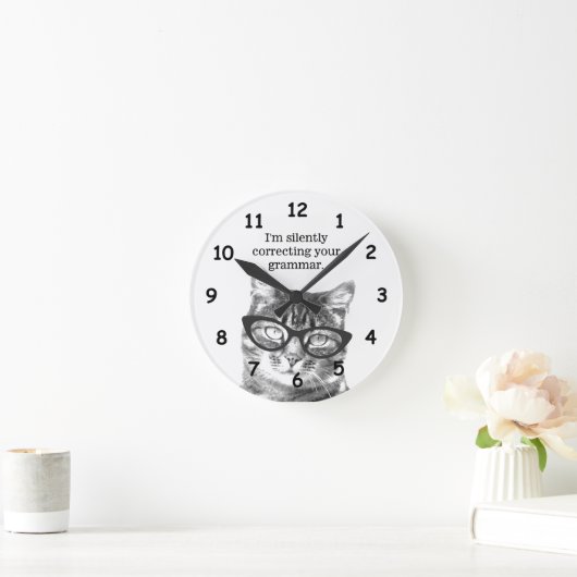 Funny cat grammatica leraarsleerling ronde klok (Huis)