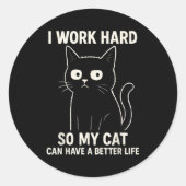 Funny Cat Graphic Tee Men Women Coworker Meme Humo Ronde Sticker (Voorkant)