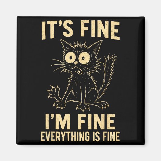 Funny Cat Graphic Tee Men Women Kids Weird Crazy M Magneet (Voorkant)