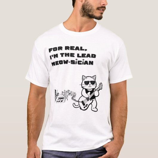 Funny Cat Guitar Music T-Shirt (Voorkant)