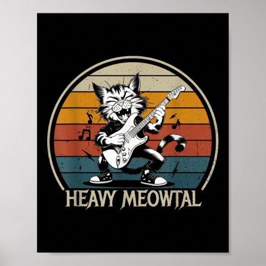 Funny Cat Guitar Shirt - Jamming Rock Kat Spelen Poster (Voorkant)
