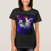 FUNNY CAT & HAARK IN DE RUIMTE KERST T-shirts (Voorkant)