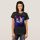 FUNNY CAT & HAARK IN DE RUIMTE KERST T-shirts (Voorkant volledig)