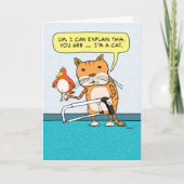 Funny Cat Hacksaw Explanation Birthday Card Kaart (Voorkant)