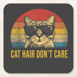 Funny Cat Hair Don't Care for Cat Lovers Kartonnen Onderzetters