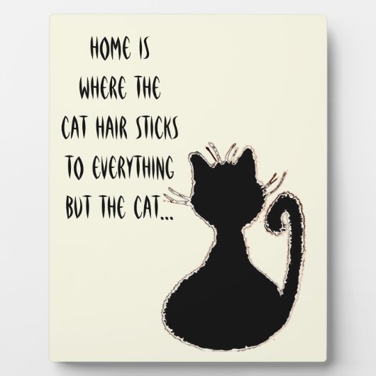 Funny Cat Hair Quote Cute Black Cat Silhouette Fotoplaat (Voorkant)