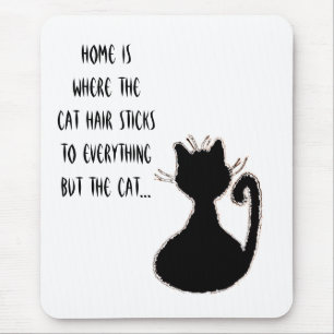 Funny Cat Hair Quote Cute Black Cat Silhouette Muismat