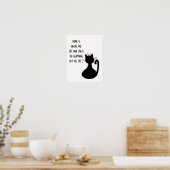 Funny Cat Hair Quote Cute Black Cat Silhouette Poster (Keuken)