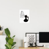 Funny Cat Hair Quote Cute Black Cat Silhouette Poster (Thuiskantoor)