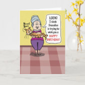 Funny Cat Hairball Birthday Kaart (Gele Bloem)