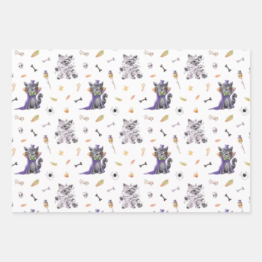 Funny Cat Halloween Inpakpapier Vel (Voorkant 3)