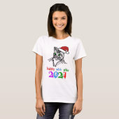 Funny Cat Happy 2021 T-shirt (Voorkant volledig)