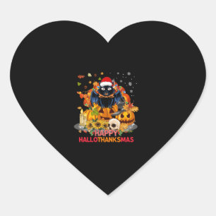 Funny Cat Happy Hanksmas Halloween Thanksgiv Hart Sticker
