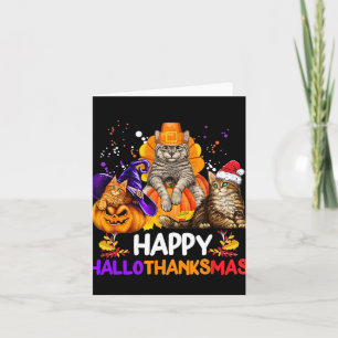 Funny Cat Happy Hanksmas Halloween Thanksgiv Kaart