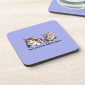 Funny Cat Hard kunststof onderzetter - Lichtblauw (Linkerzijde)