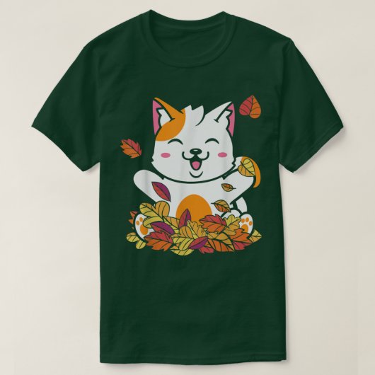 Funny Cat Herfst herfst laat stijl Pet Kit T-shirt (Design voorkant)