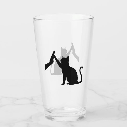 Funny Cat High Five Graphic Cat Owner & Cat Lover Glas (Achterkant)