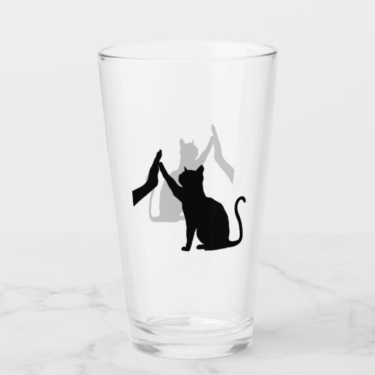 Funny Cat High Five Graphic Cat Owner & Cat Lover Glas (Voorkant)