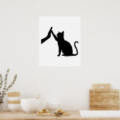Funny Cat High Five Graphic Cat Owner & Cat Lover Poster (Keuken)