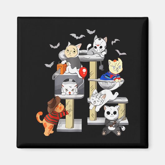 Funny Cat Horror Movies Cute Halloween Cat Lovers  Magneet (Voorkant)