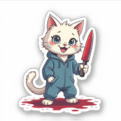 Funny Cat Horror Movies Cute Halloween voor kat ki Sticker (Voorkant)