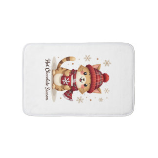 Funny Cat Hot Choco Season Merry Christmas Mom Dad Badmat