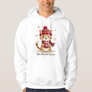 Funny Cat Hot Choco Season Merry Christmas Mom Dad Hoodie
