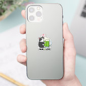 Funny Cat Hugging Green Beer Mug True Love Sticker (Telefoon)