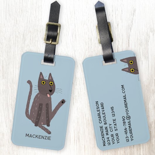 Funny Cat Humor gepersonaliseerd Bagagelabel