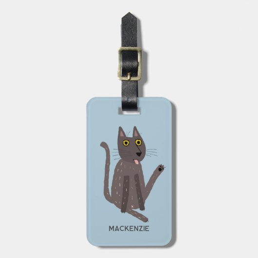 Funny Cat Humor gepersonaliseerd Bagagelabel (Voorkant verticaal)