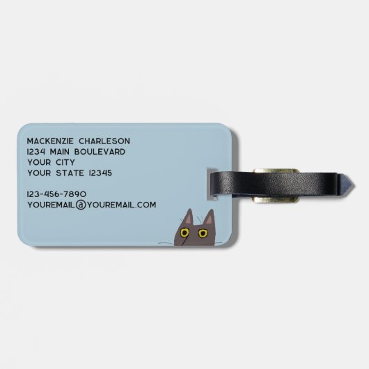 Funny Cat Humor gepersonaliseerd Bagagelabel (Achterkant horizontaal)