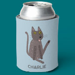 Funny Cat Humor gepersonaliseerd Blikjeskoeler<br><div class="desc">Een grappige kat was. Of misschien doet hij gewoon yoga? Kus hem op eigen risico! Maak een glimlach van elk dierenvriend. Verander of schrap de naam om aan te passen.</div>