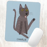 Funny Cat Humor gepersonaliseerd Muismat<br><div class="desc">Een grappige kat was. Of misschien doet hij gewoon yoga? Kus hem op eigen risico! Maak een glimlach van elk dierenvriend. Verander of schrap de naam om aan te passen.</div>