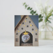 Funny Cat Humor Golden Glitter Bling Crown Cute Kaart (Staand voorkant)