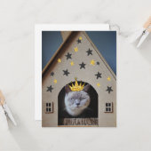 Funny Cat Humor Golden Glitter Bling Crown Cute Kaart (Voorkant / Achterkant in situ)