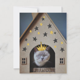 Funny Cat Humor Golden Glitter Bling Crown Cute Kaart