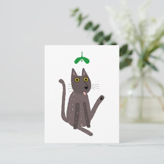 Funny Cat Humor Holiday Feestdagenkaart (Staand voorkant)