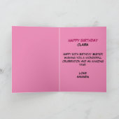 Funny Cat Humor Joke Pink zuster 50ste verjaardag Kaart (Binnen)