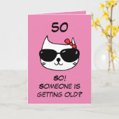Funny Cat Humor Joke Pink zuster 50ste verjaardag Kaart (Gele Bloem)