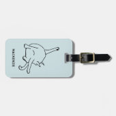 Funny Cat Humor Personalized Line Art Bagagelabel (Voorkant horizontaal)