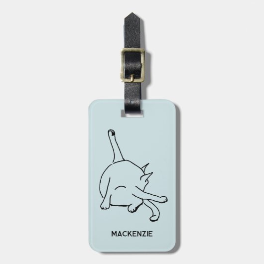 Funny Cat Humor Personalized Line Art Bagagelabel (Voorkant verticaal)
