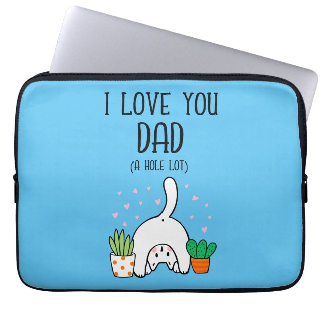 Funny Cat ik hou van je vader. Laptop Sleeve (Voorkant)