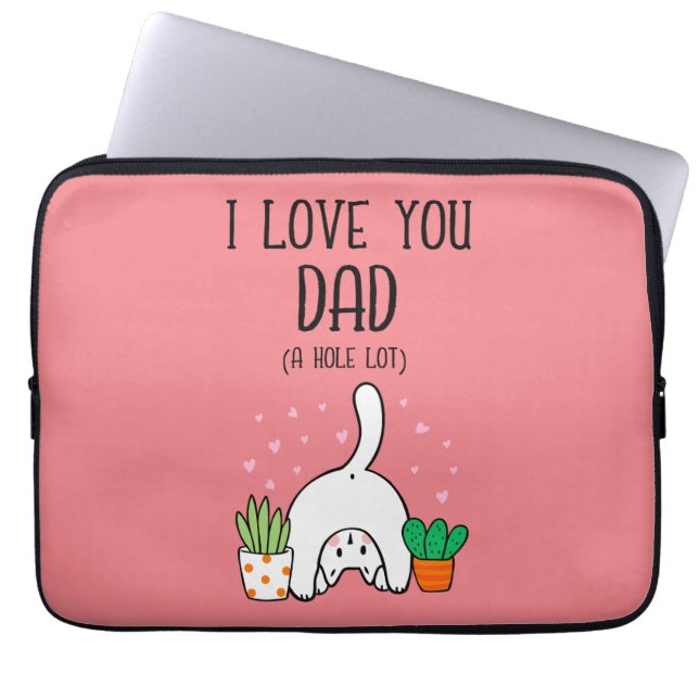 Funny Cat ik hou van je vader. Laptop Sleeve (Voorkant)