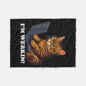 Funny Cat Im Werkin Working From Home Cat On Lapto Fleece Deken (Voorkant (Horizontaal))